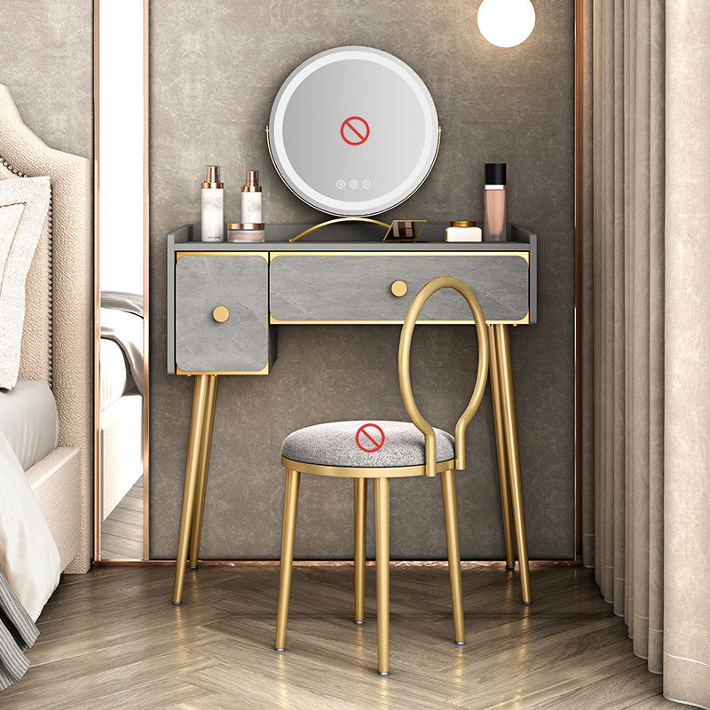 Glam Vanity Makeup Table Set Double Drawers Dressing Table  Set