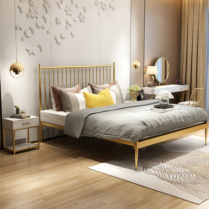 Modern Open-Frame Bed Iron Rectangular Standard Bed with Metal Legs