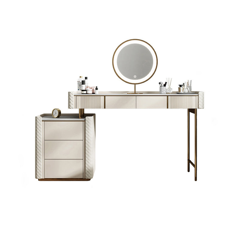 White Stone Makeup 14.96" Wide Counter Vanity Tables with 5 Storage Drawers