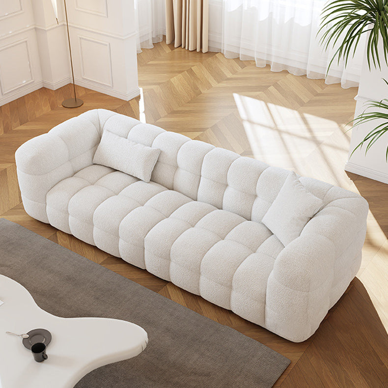 Biscuit Back Sofa Stain Resistant Modern Tuxedo Arm Sofa in White