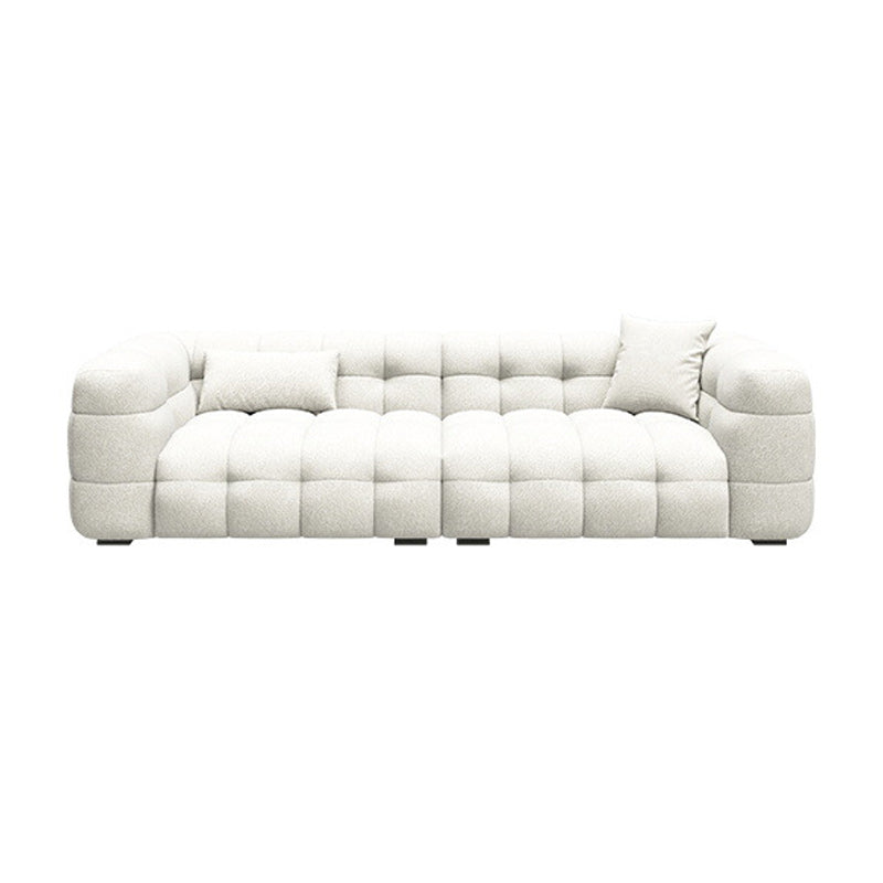 Biscuit Back Sofa Stain Resistant Modern Tuxedo Arm Sofa in White