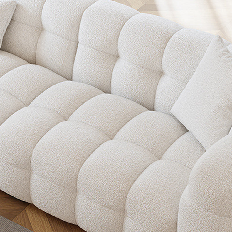 Biscuit Back Sofa Stain Resistant Modern Tuxedo Arm Sofa in White