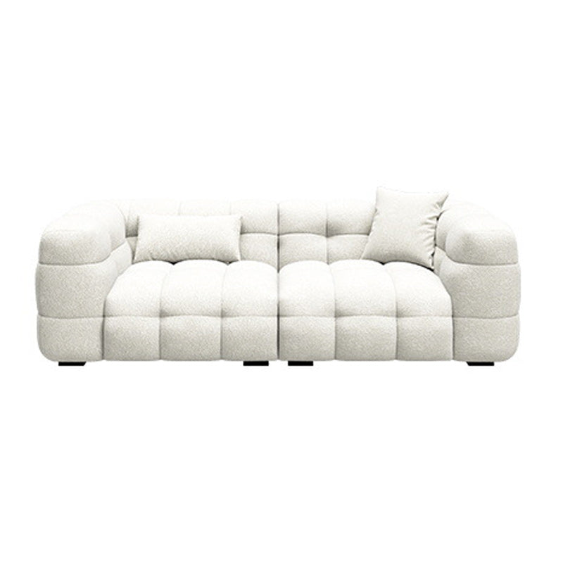 Biscuit Back Sofa Stain Resistant Modern Tuxedo Arm Sofa in White