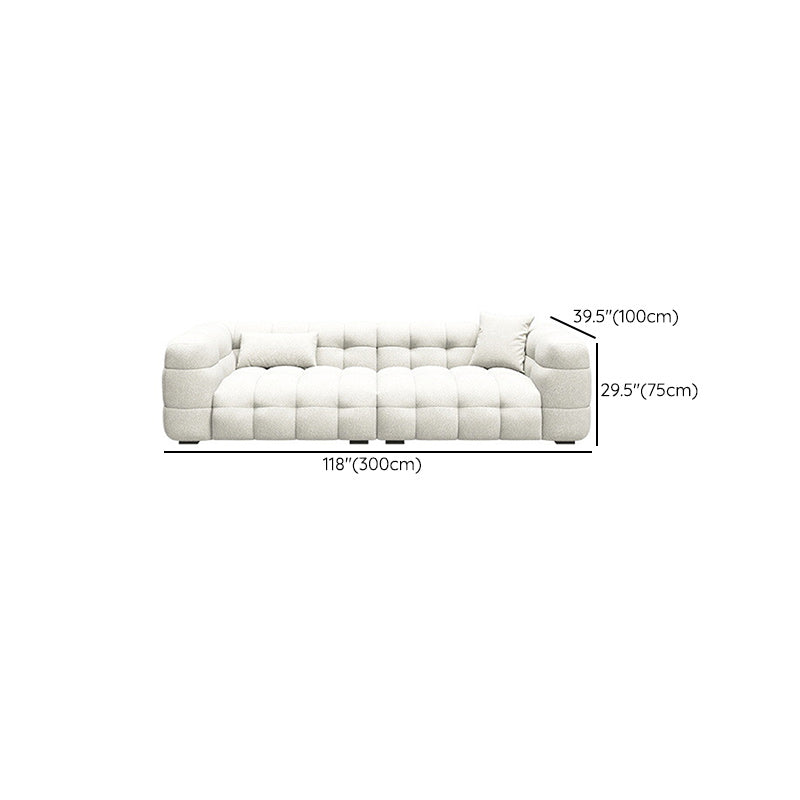 Biscuit Back Sofa Stain Resistant Modern Tuxedo Arm Sofa in White