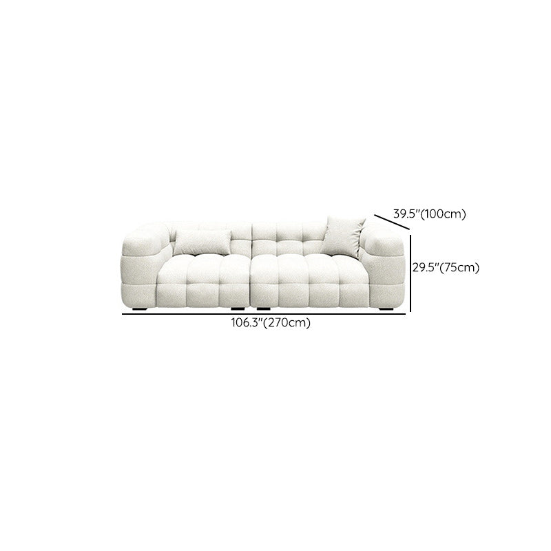 Biscuit Back Sofa Stain Resistant Modern Tuxedo Arm Sofa in White