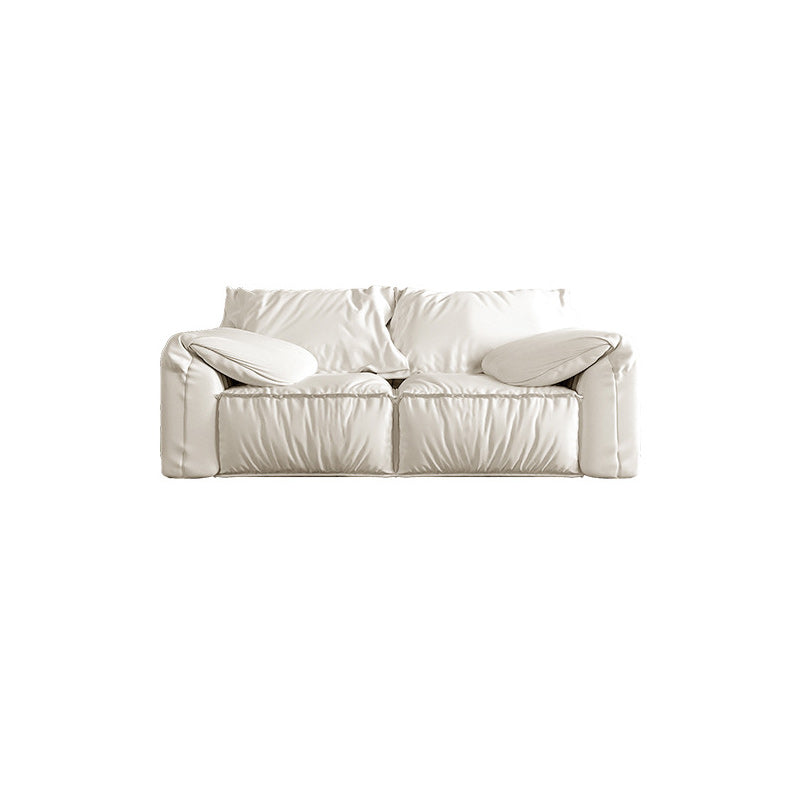 Contemporary Leather Sofa Pillow Top Arm Sofa with Cushions Back