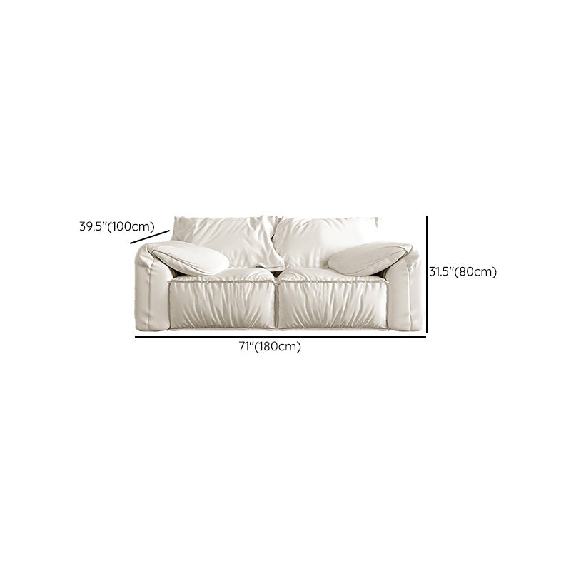 Contemporary Leather Sofa Pillow Top Arm Sofa with Cushions Back