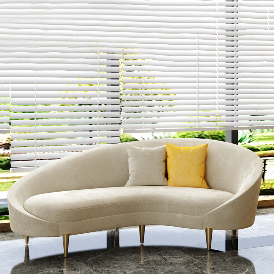 Contemporary 33.46" H Creamy- White Microfiber Curved Slope Arm Sofa