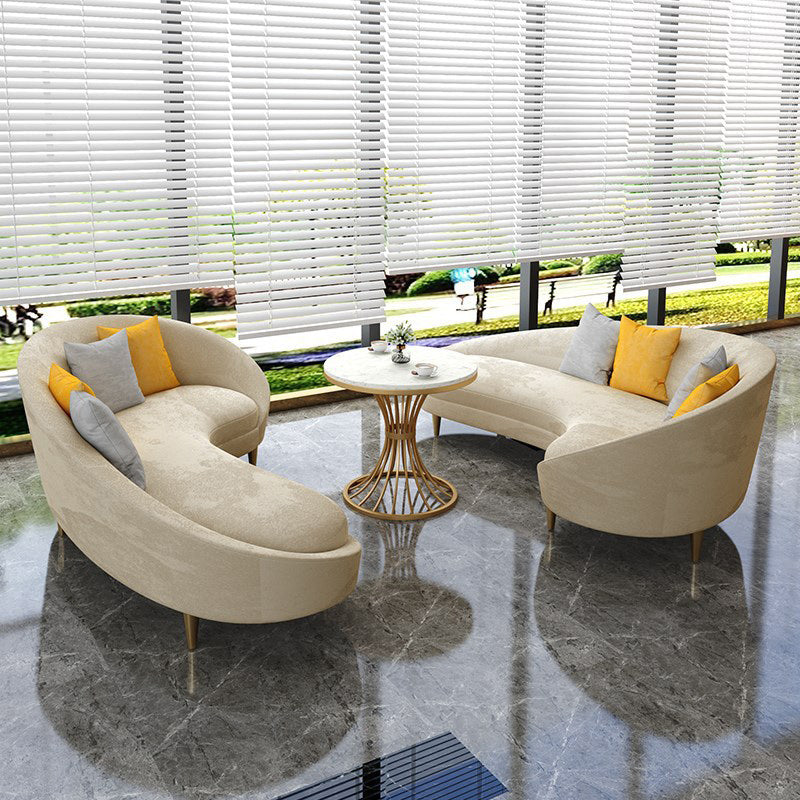 Contemporary 33.46" H Creamy- White Microfiber Curved Slope Arm Sofa
