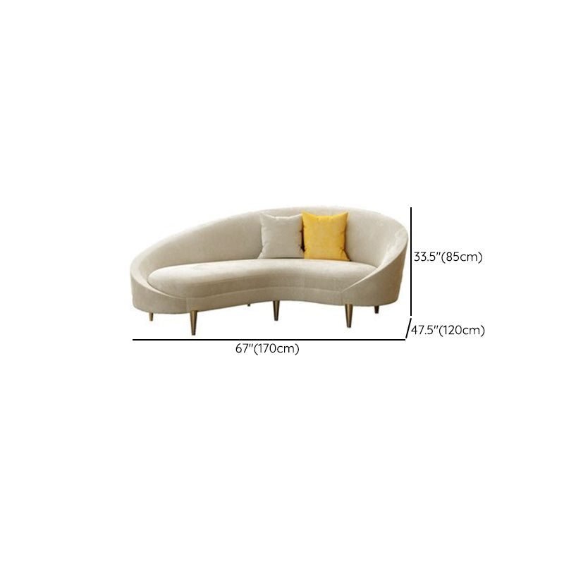 Contemporary 33.46" H Creamy- White Microfiber Curved Slope Arm Sofa