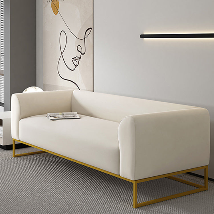Modern 27.55" H Wood Frame Tuxedo Arm Sofa in White for Living Room
