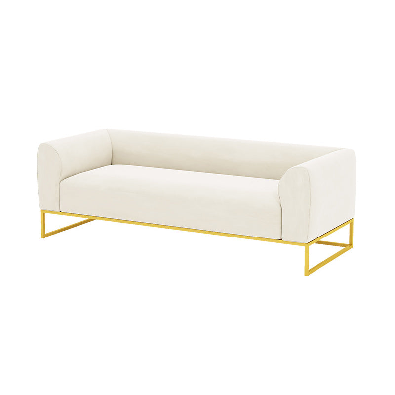 Modern 27.55" H Wood Frame Tuxedo Arm Sofa in White for Living Room
