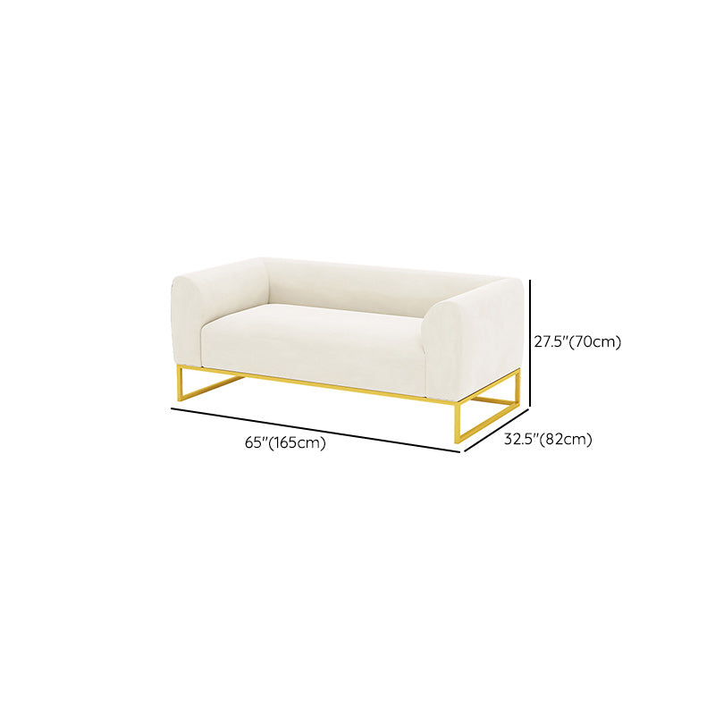 Modern 27.55" H Wood Frame Tuxedo Arm Sofa in White for Living Room