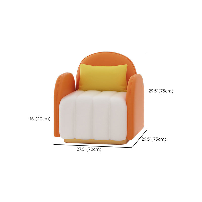 Contemporary Orange Sofa with Tight Back and Square Arm for Apartment