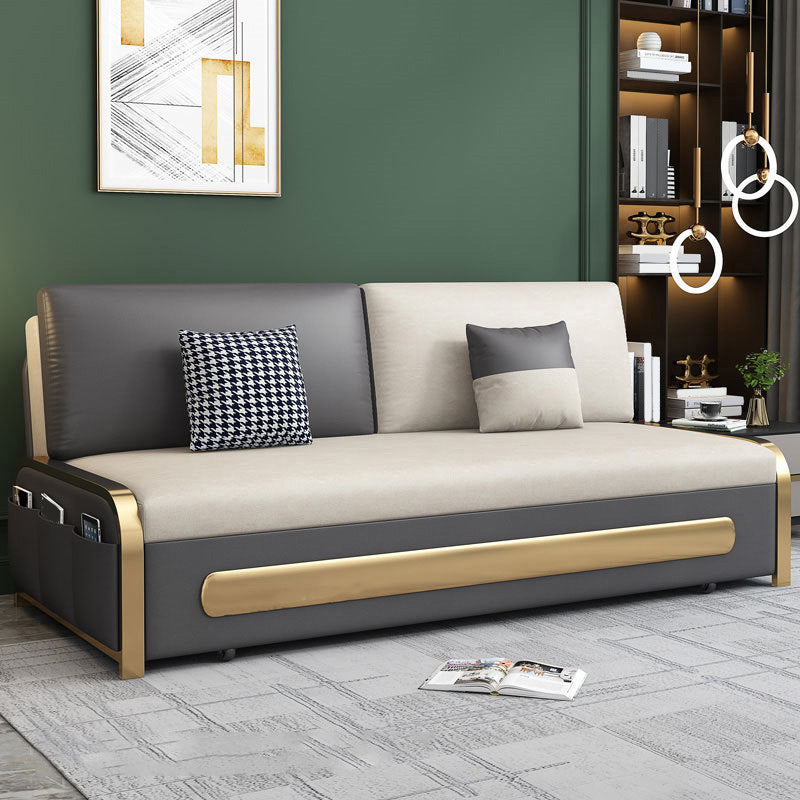 Contemporary 35.43" H Faux Leather Armless Sofa Bed For Apartment