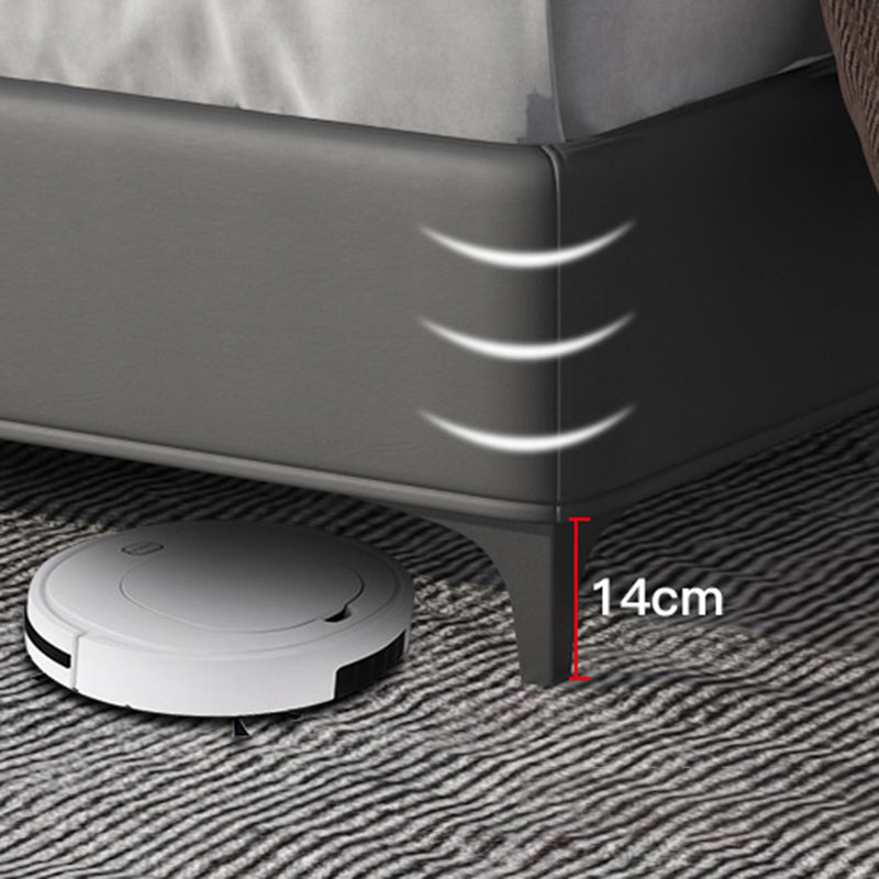 Solid Color Panel Bed Mid-Century Modern Solid Wood Standard Bed with Headboard