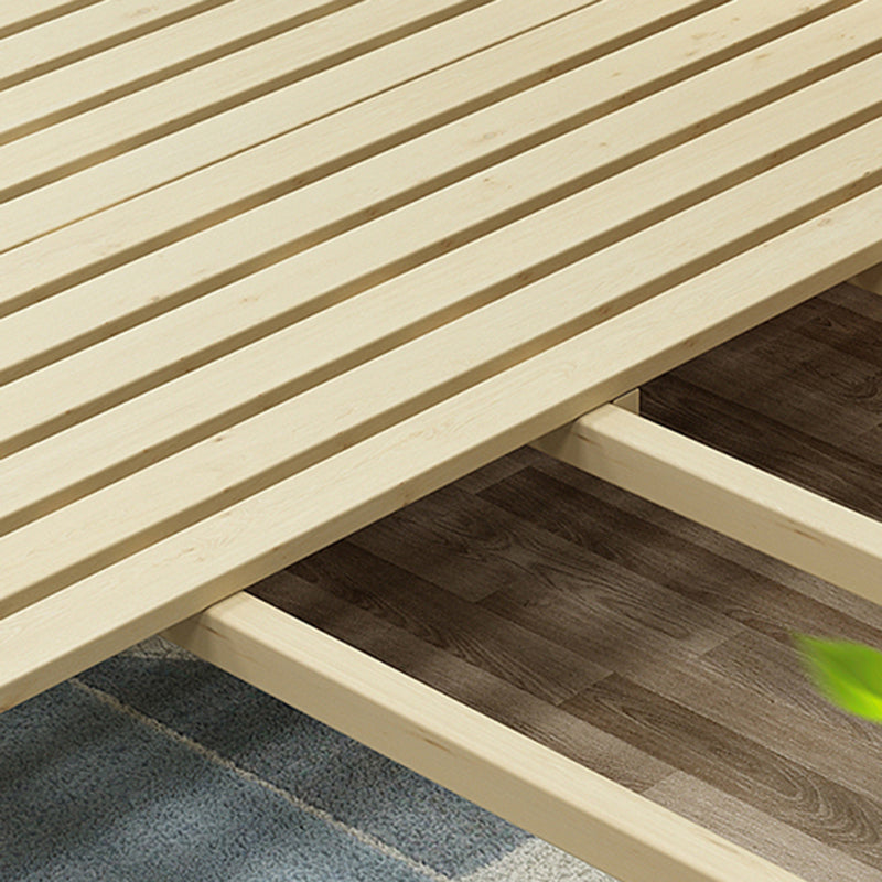 Rectangular Natural Standard Bed Solid Wood and Rattan Panel Bed Rubberwood