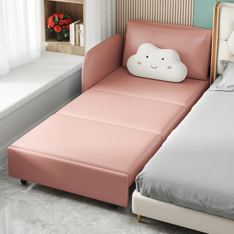 Faux leather Sleeper Sofa 32.28" Wide Pink Foldable Armless Sofa Bed