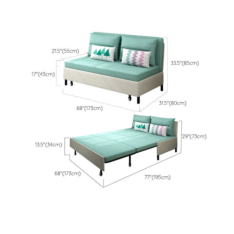 31.88" Wide Linen Sleeper Sofa Green Sofa Bed with Pillow Back