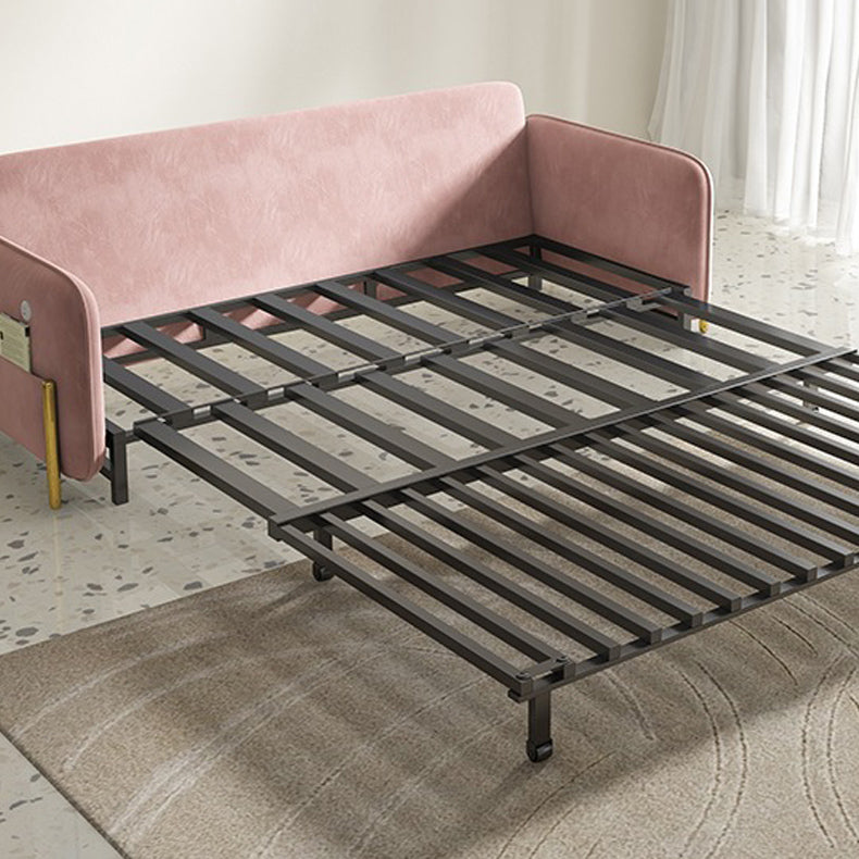 31.49" Wide Pink Sleeper Sofa Velvet Sofa Bed with Detachable Mattress