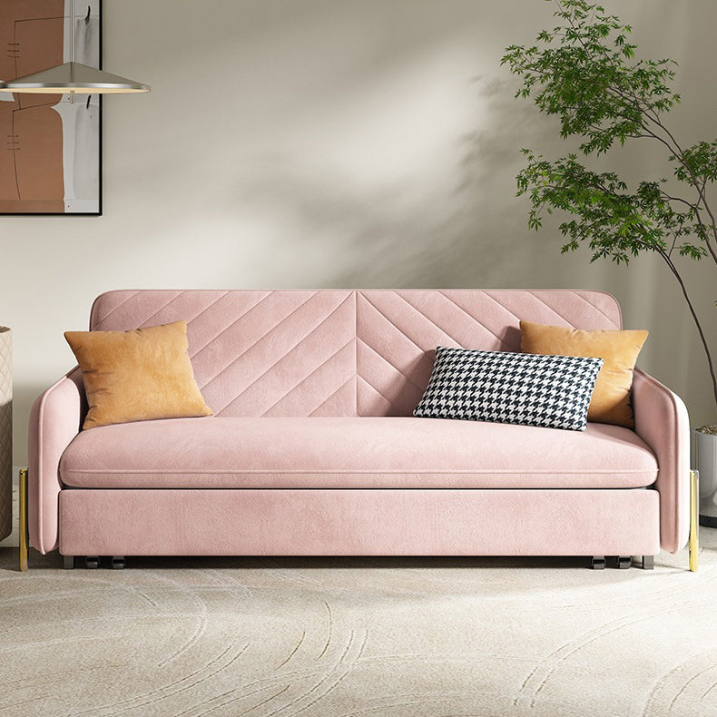 31.49" Wide Pink Sleeper Sofa Velvet Sofa Bed with Detachable Mattress