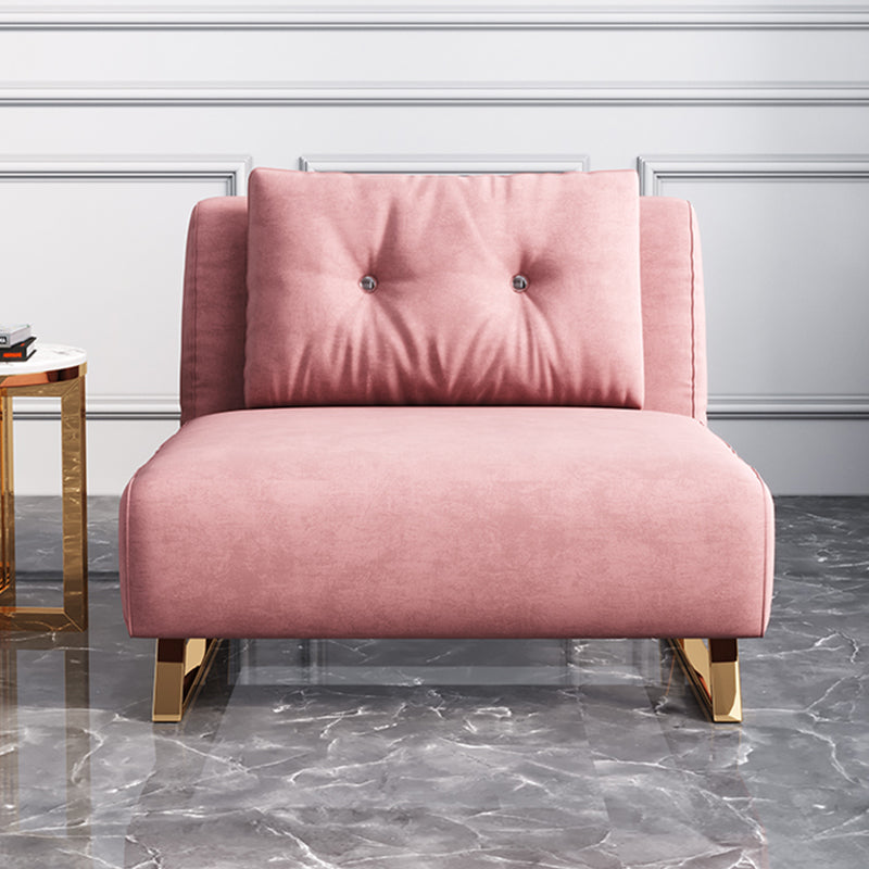 Glam Foldable Futon Frame with Velvet 31.5" Wide Futon Sofa Bed in Pink