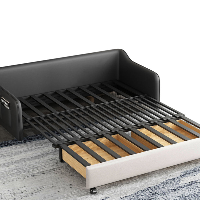 Faux leather Sleeper Sofa 32.28" Wide White Sofa Bed with Cushion Back