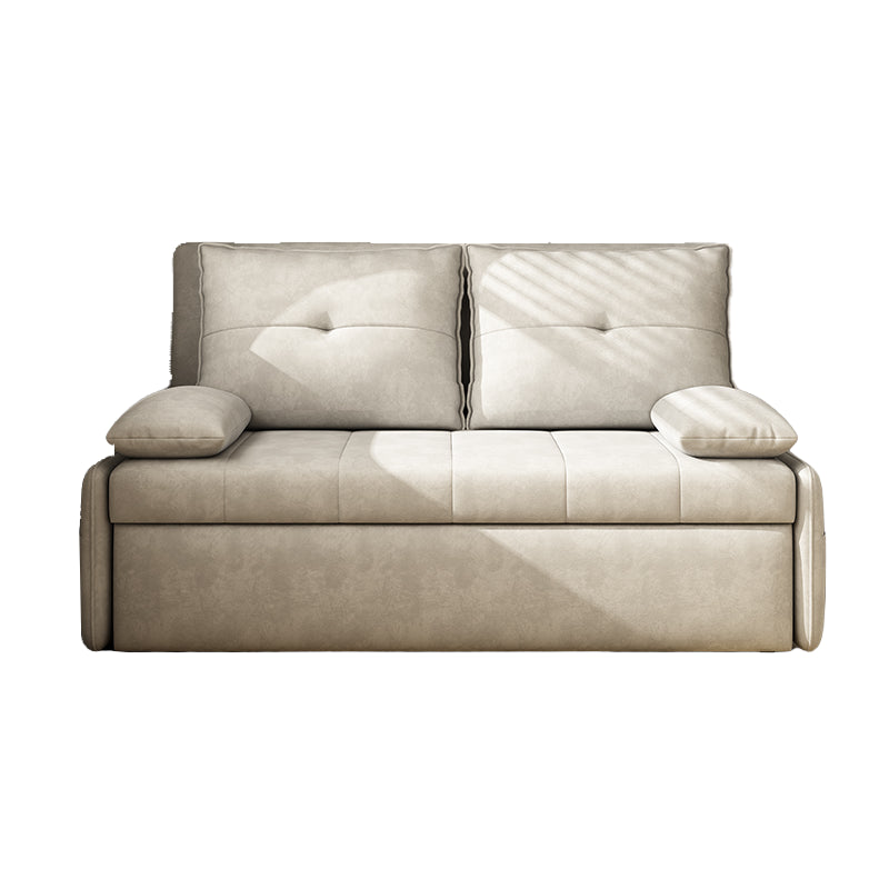 Microfiber Sofa Bed 33.46" Wide Armless Sofa Bed in Light Khaki