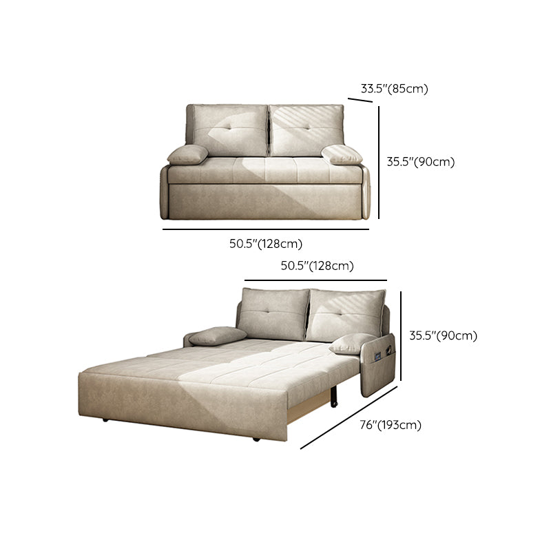 Microfiber Sofa Bed 33.46" Wide Armless Sofa Bed in Light Khaki