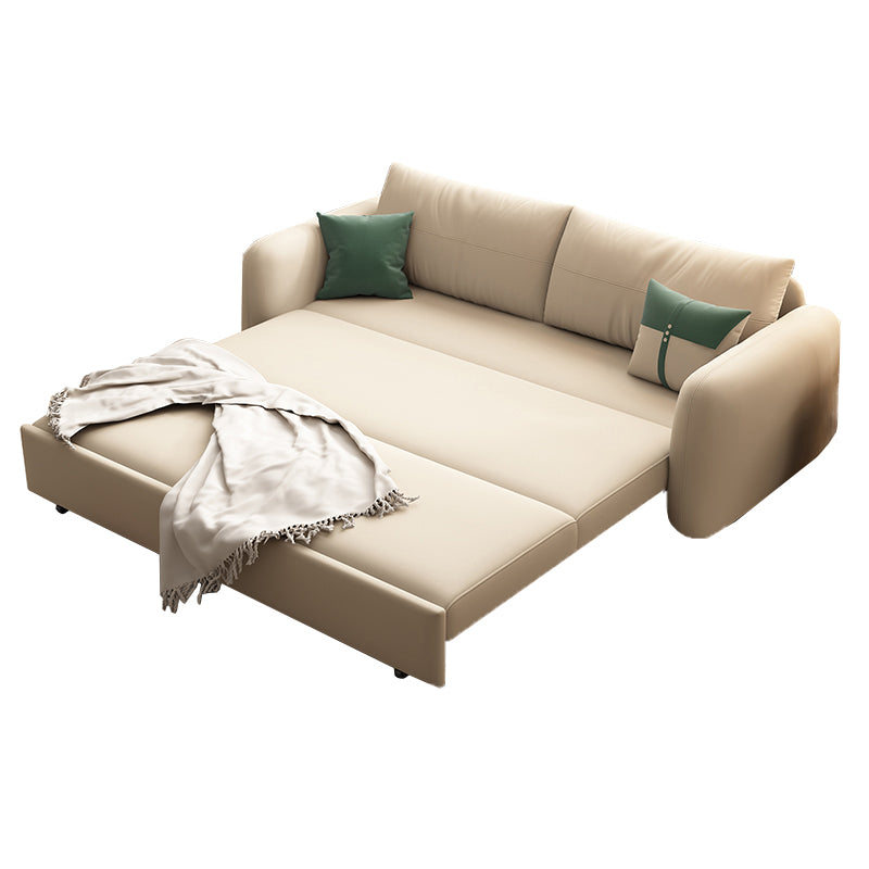 Modern Sofa Bed in Beige 32.5" Wide Microfiber Sofa Bed with Pillow Back