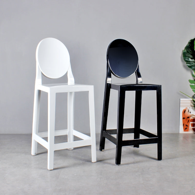 Industrial Backrest Armless Counter High Chair Plastic Bar Stool with 4 Legs