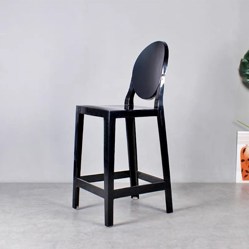 Industrial Backrest Armless Counter High Chair Plastic Bar Stool with 4 Legs