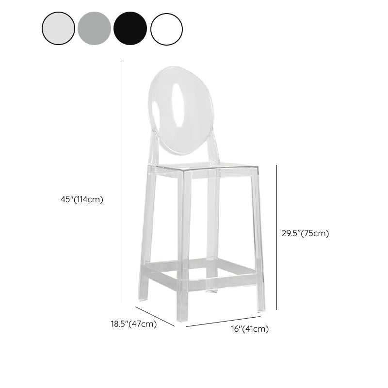 Industrial Backrest Armless Counter High Chair Plastic Bar Stool with 4 Legs
