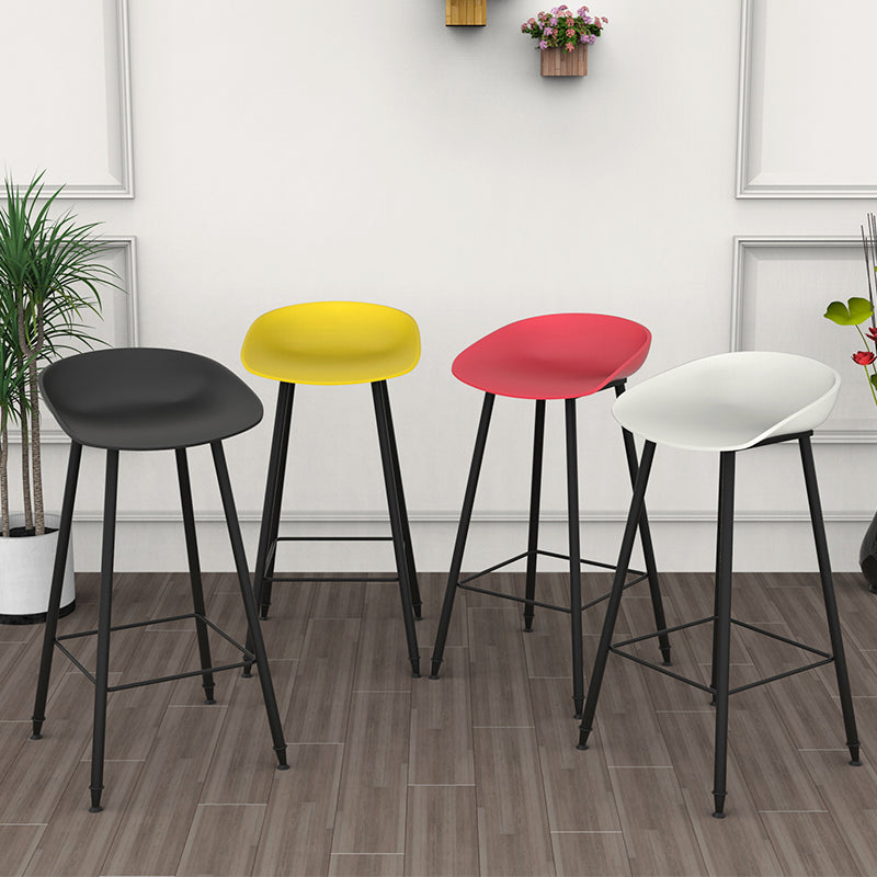 Luxurious Armless Counter High Stool Backrest Metal Bar Stool with Plastic Seat