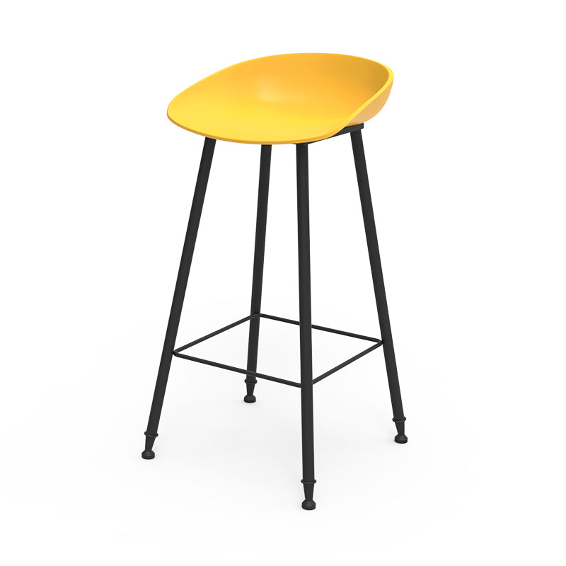 Luxurious Armless Counter High Stool Backrest Metal Bar Stool with Plastic Seat