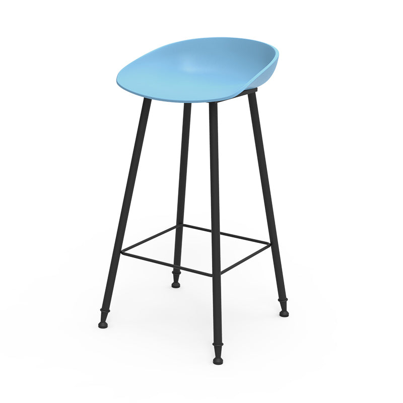 Luxurious Armless Counter High Stool Backrest Metal Bar Stool with Plastic Seat