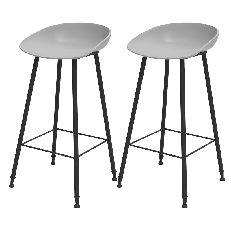 Luxurious Armless Counter High Stool Backrest Metal Bar Stool with Plastic Seat