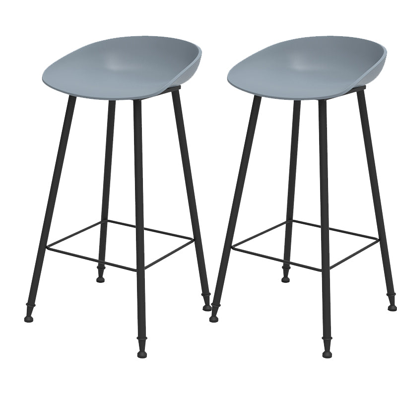 Luxurious Armless Counter High Stool Backrest Metal Bar Stool with Plastic Seat