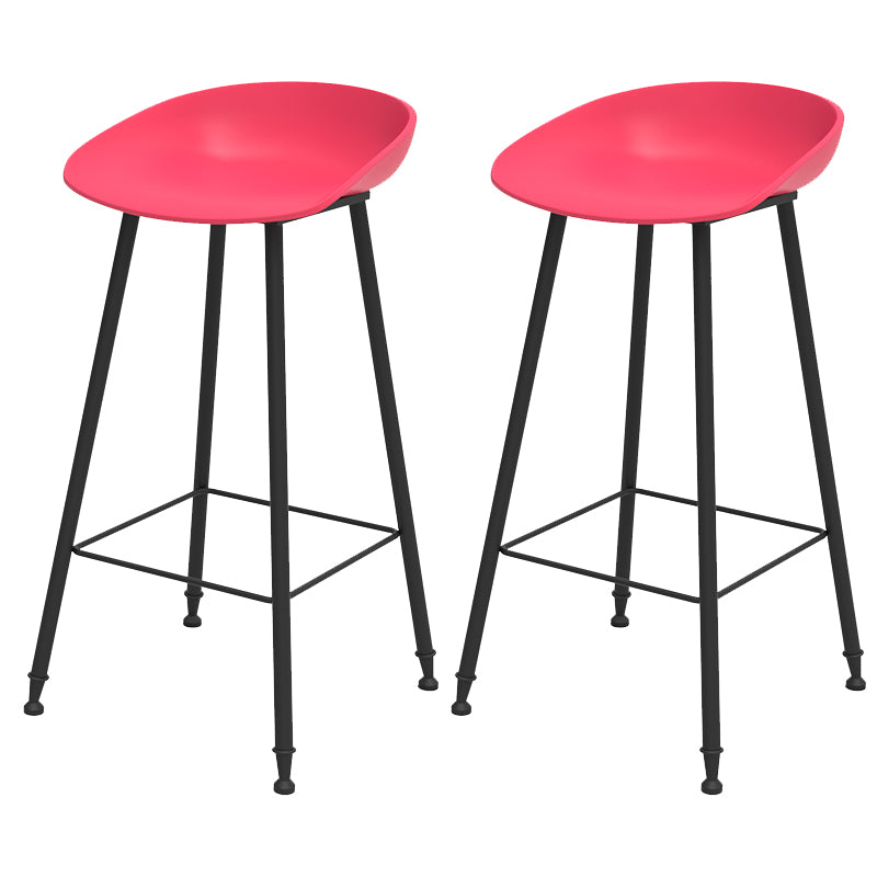 Luxurious Armless Counter High Stool Backrest Metal Bar Stool with Plastic Seat