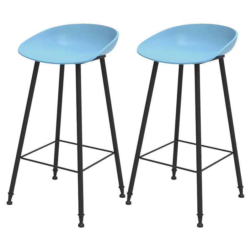 Luxurious Armless Counter High Stool Backrest Metal Bar Stool with Plastic Seat