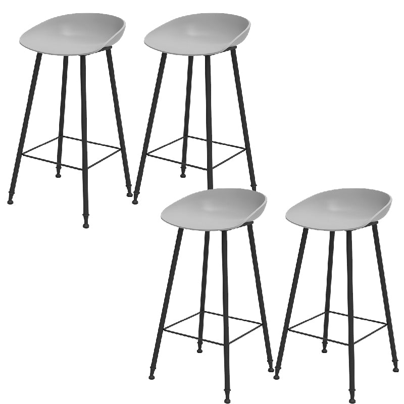 Luxurious Armless Counter High Stool Backrest Metal Bar Stool with Plastic Seat