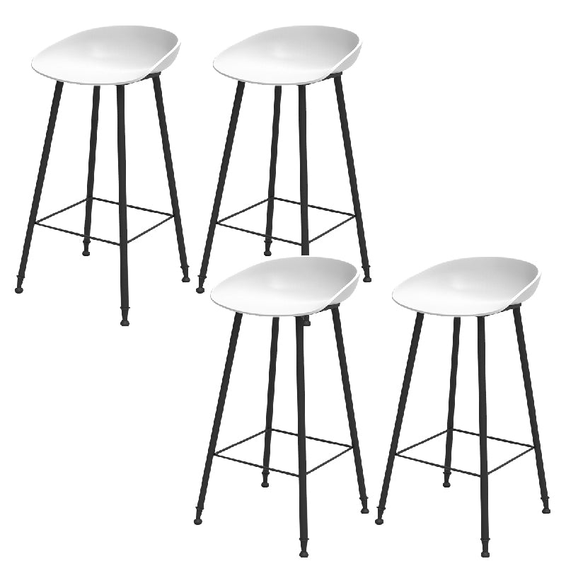 Luxurious Armless Counter High Stool Backrest Metal Bar Stool with Plastic Seat