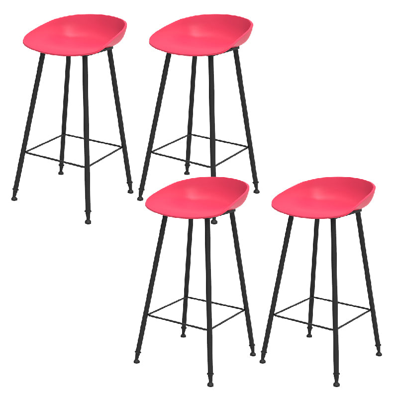 Luxurious Armless Counter High Stool Backrest Metal Bar Stool with Plastic Seat