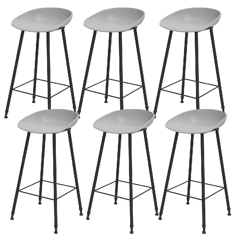 Luxurious Armless Counter High Stool Backrest Metal Bar Stool with Plastic Seat