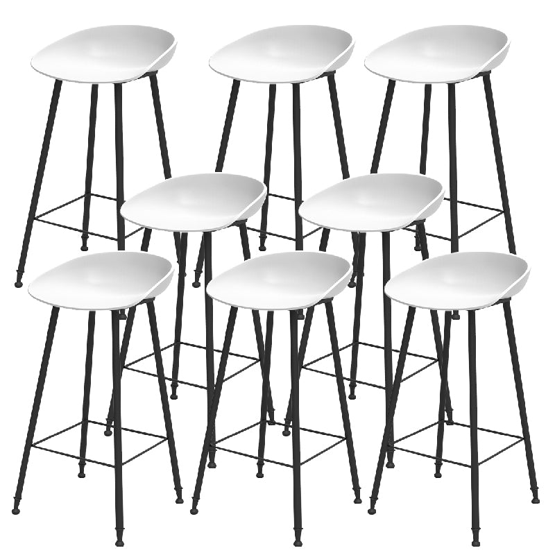 Luxurious Armless Counter High Stool Backrest Metal Bar Stool with Plastic Seat
