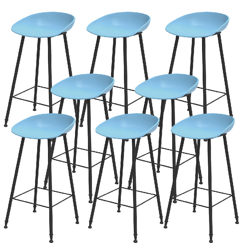 Luxurious Armless Counter High Stool Backrest Metal Bar Stool with Plastic Seat