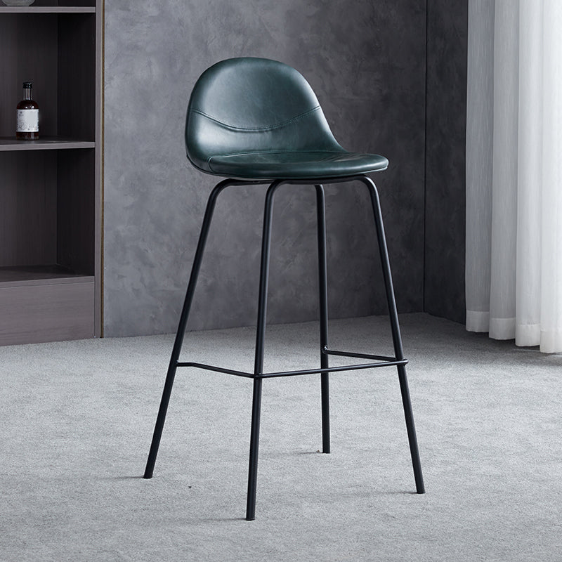 Modern Style Armless Counter Stool Faux Leather Low Back Bar Stool for Indoor