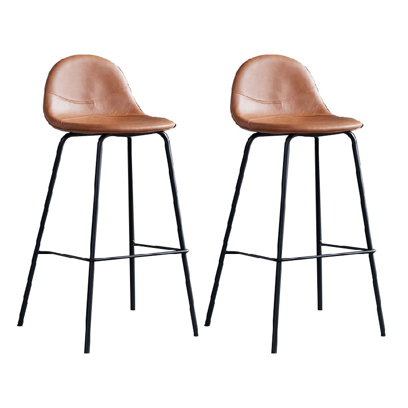Modern Style Armless Counter Stool Faux Leather Low Back Bar Stool for Indoor