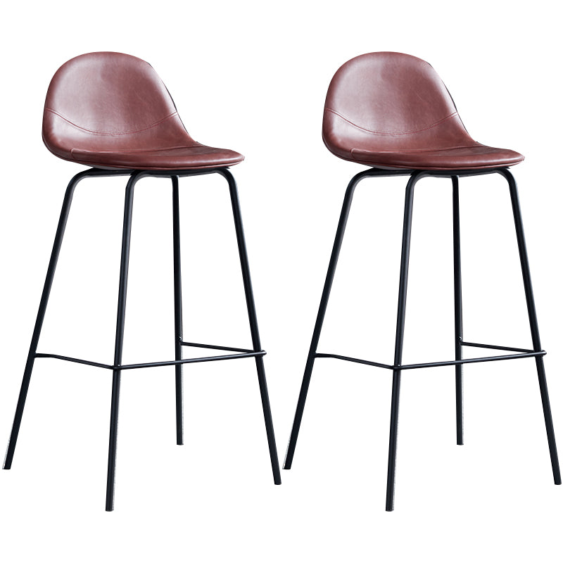 Modern Style Armless Counter Stool Faux Leather Low Back Bar Stool for Indoor
