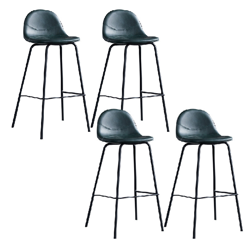 Modern Style Armless Counter Stool Faux Leather Low Back Bar Stool for Indoor